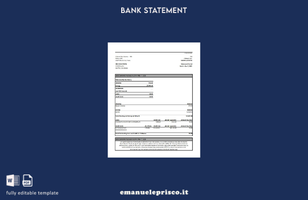 modello Excel di estratto conto bancario Citibank Australia in stile verificato